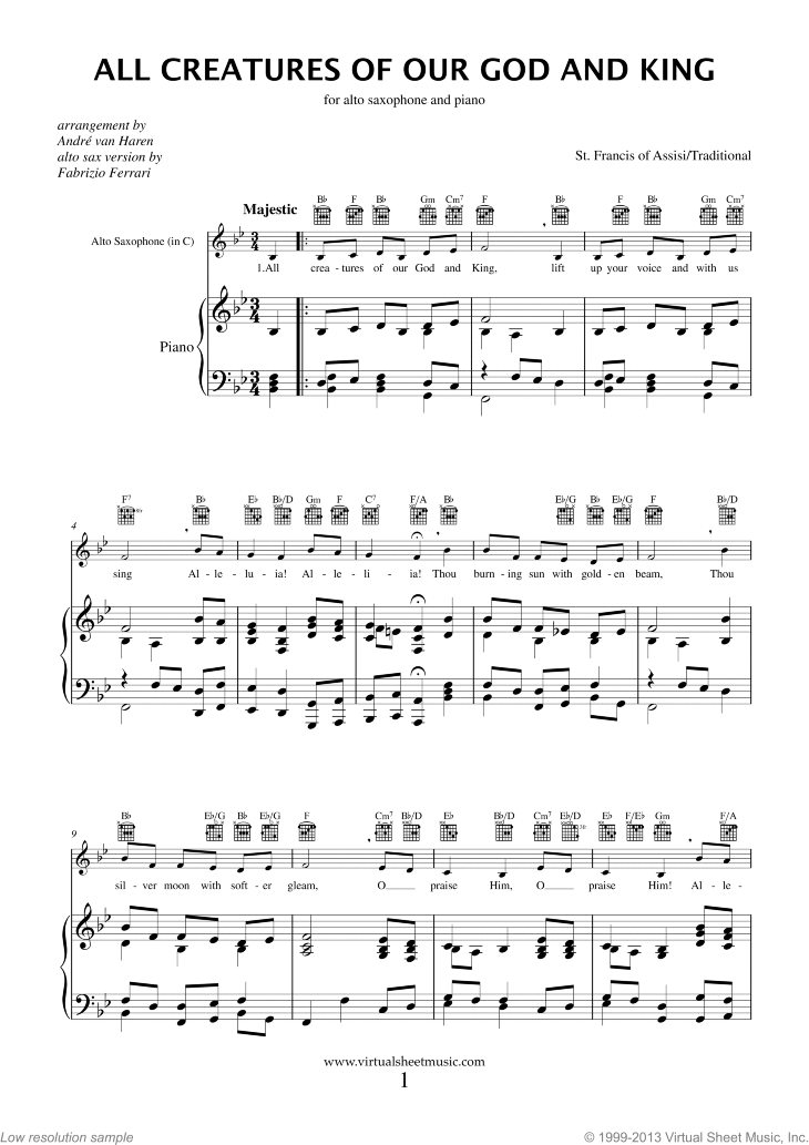 gospel alto saxophone sheet music